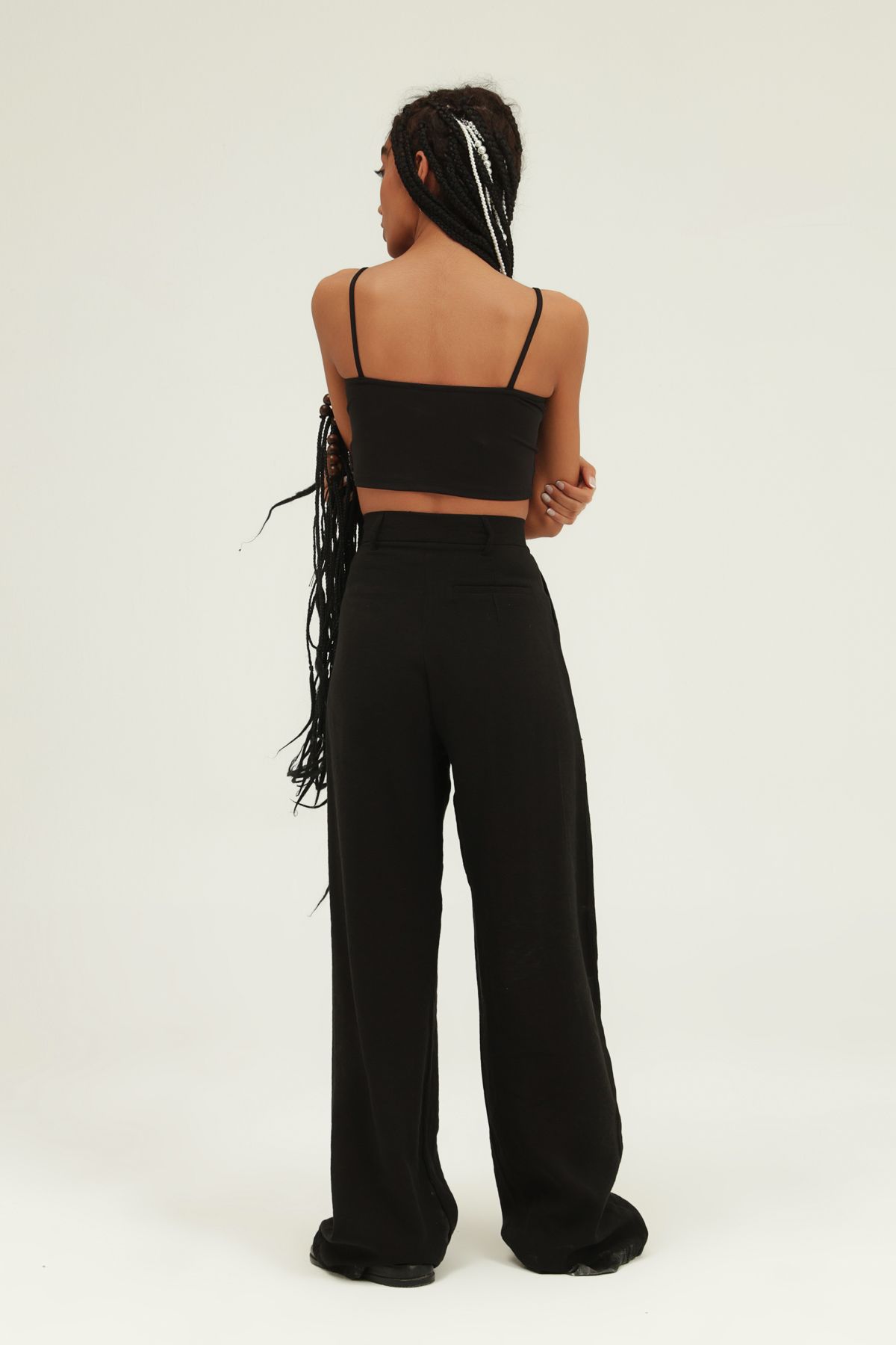 Wide Leg Pants, Black, S