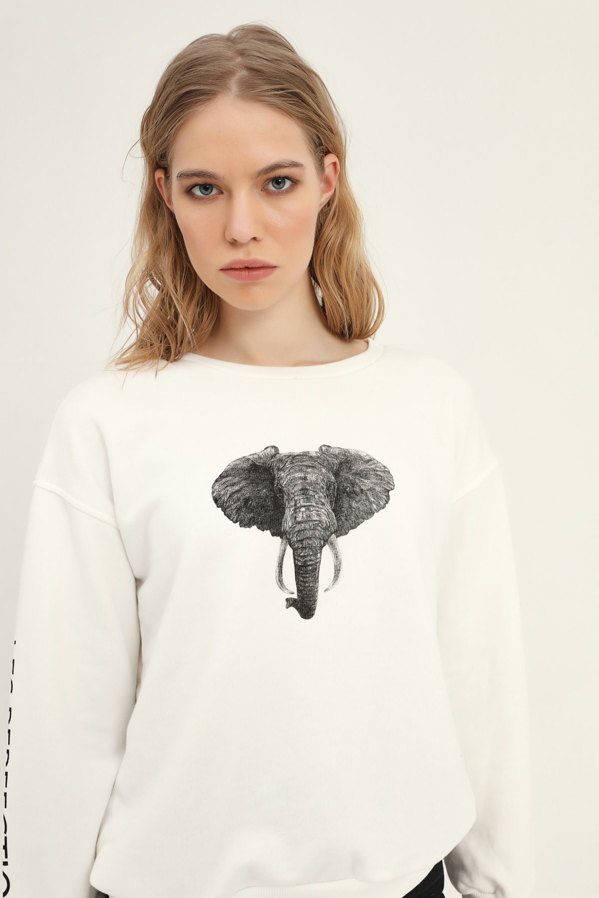 Elephant print sweatshirt, White, S