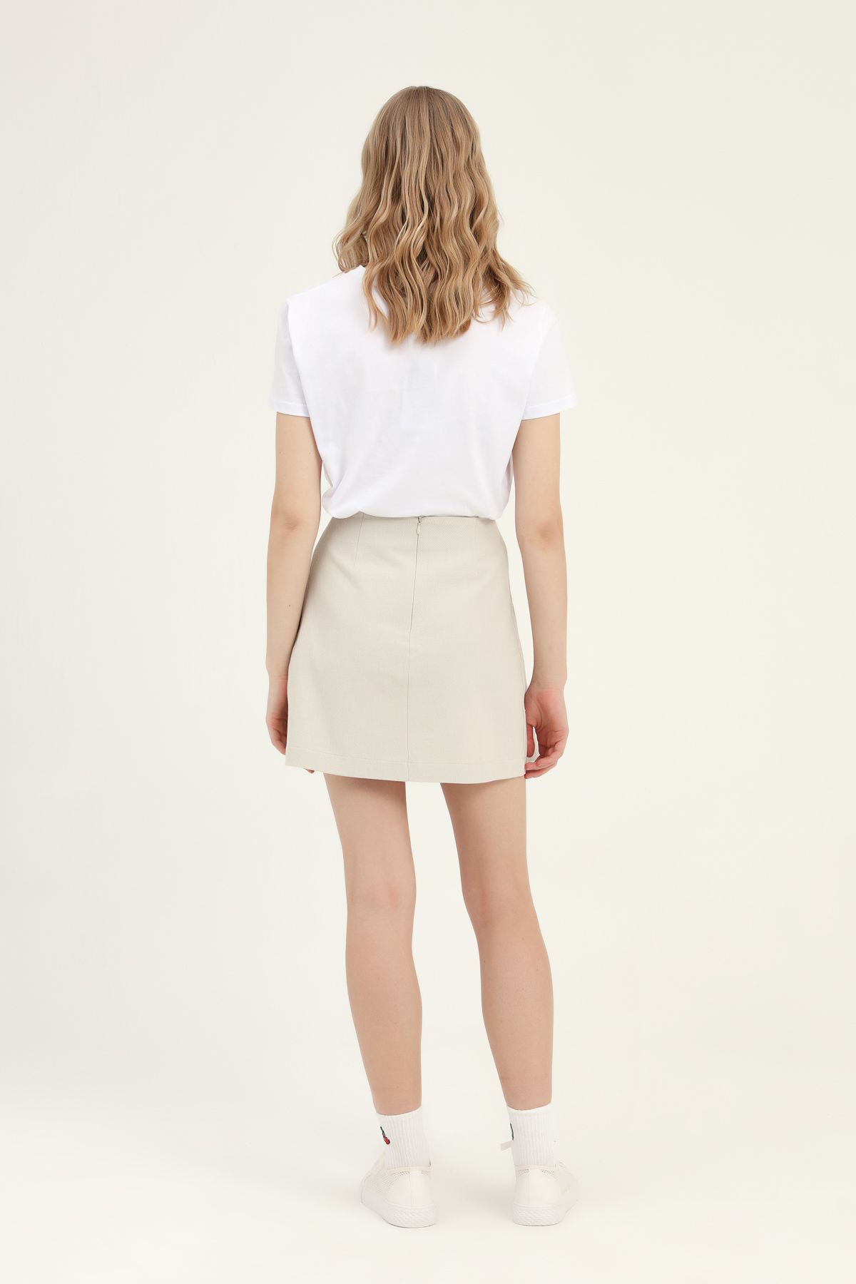 Mini skirt with details, Beige, S