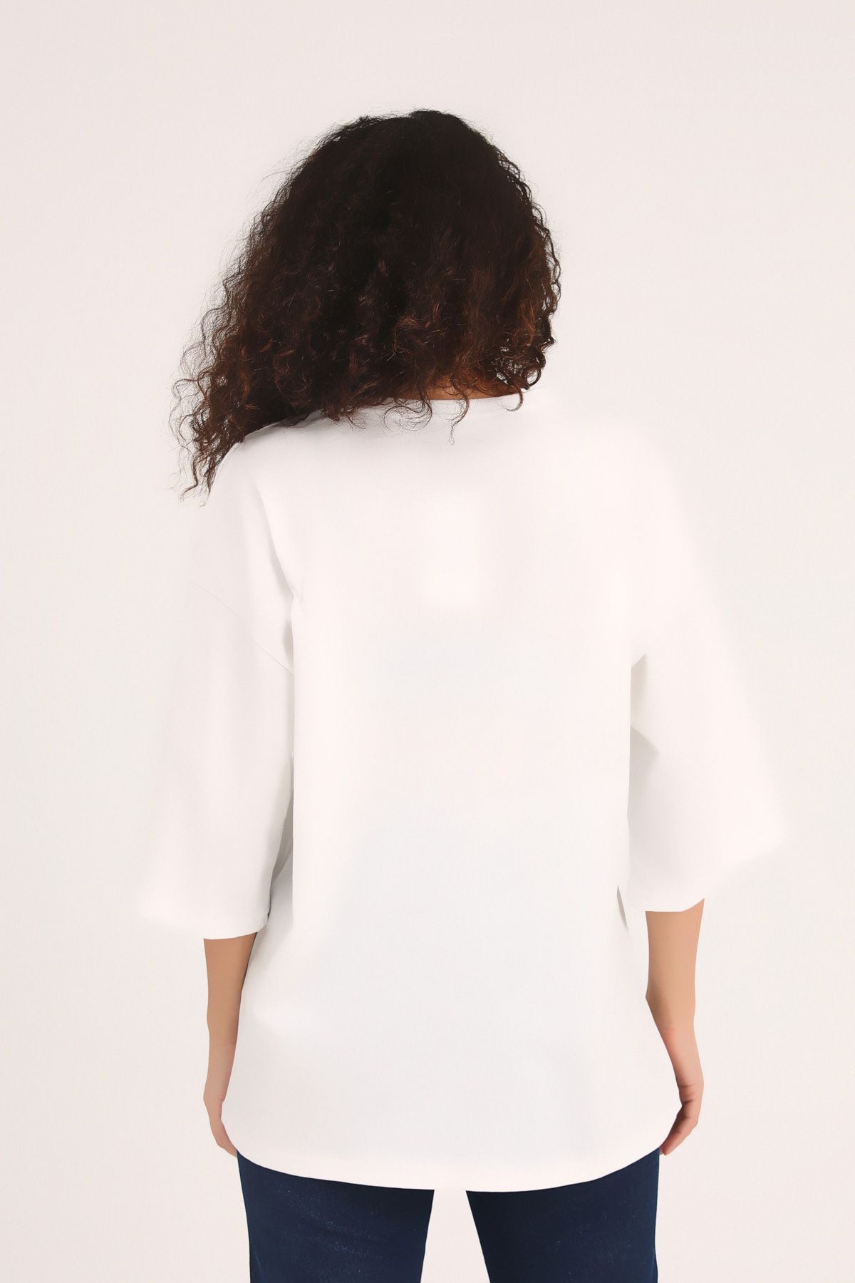 Oversize T-shirt with print, White, S