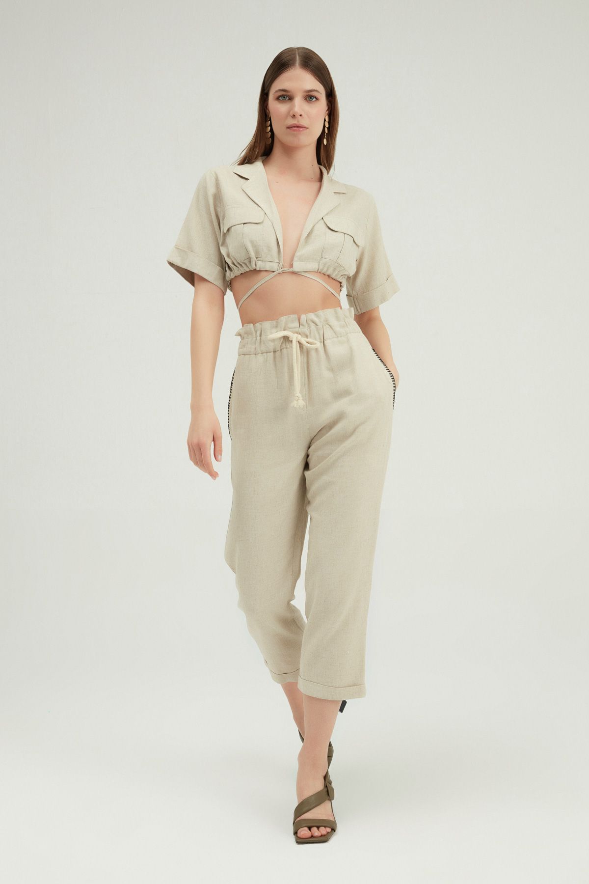 Linen Pants Natural, Beige, S