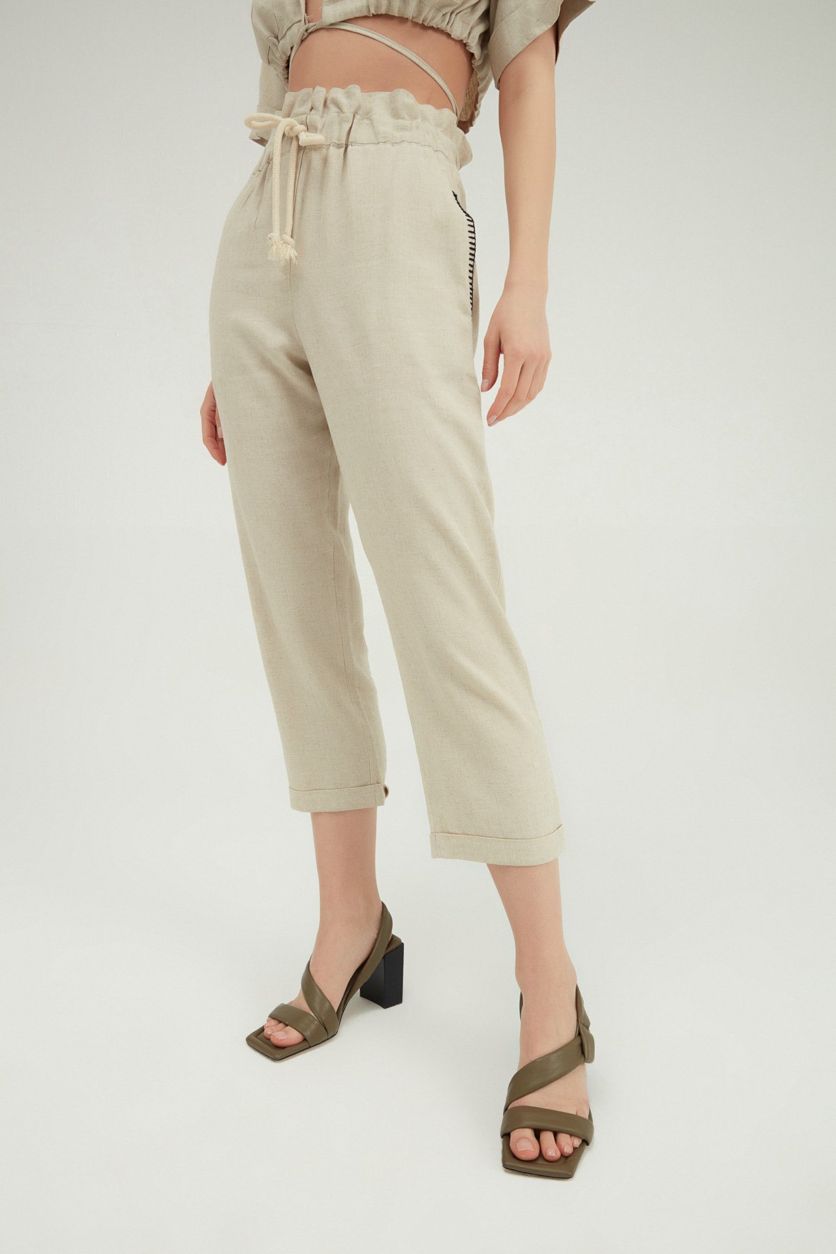 Linen Pants Natural, Beige, S