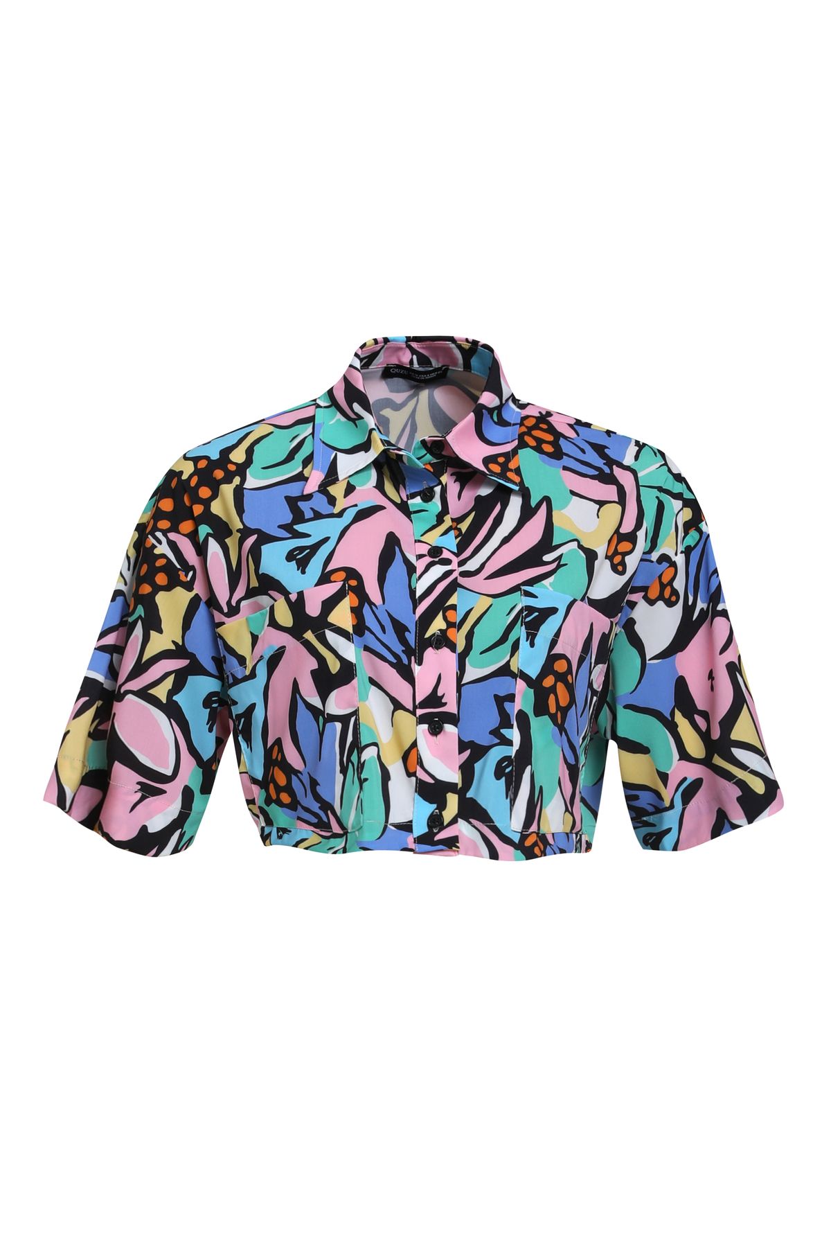 Cropped printed shirt, Multicolor, S