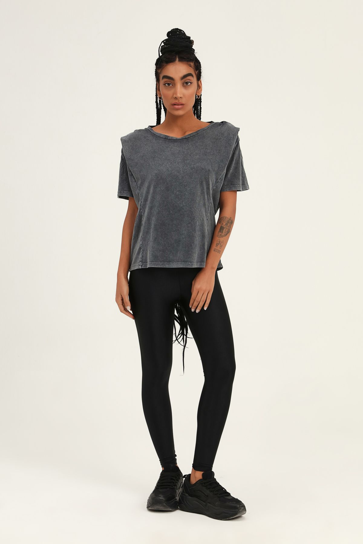 T-shirt with shoulders, Anthracite, S