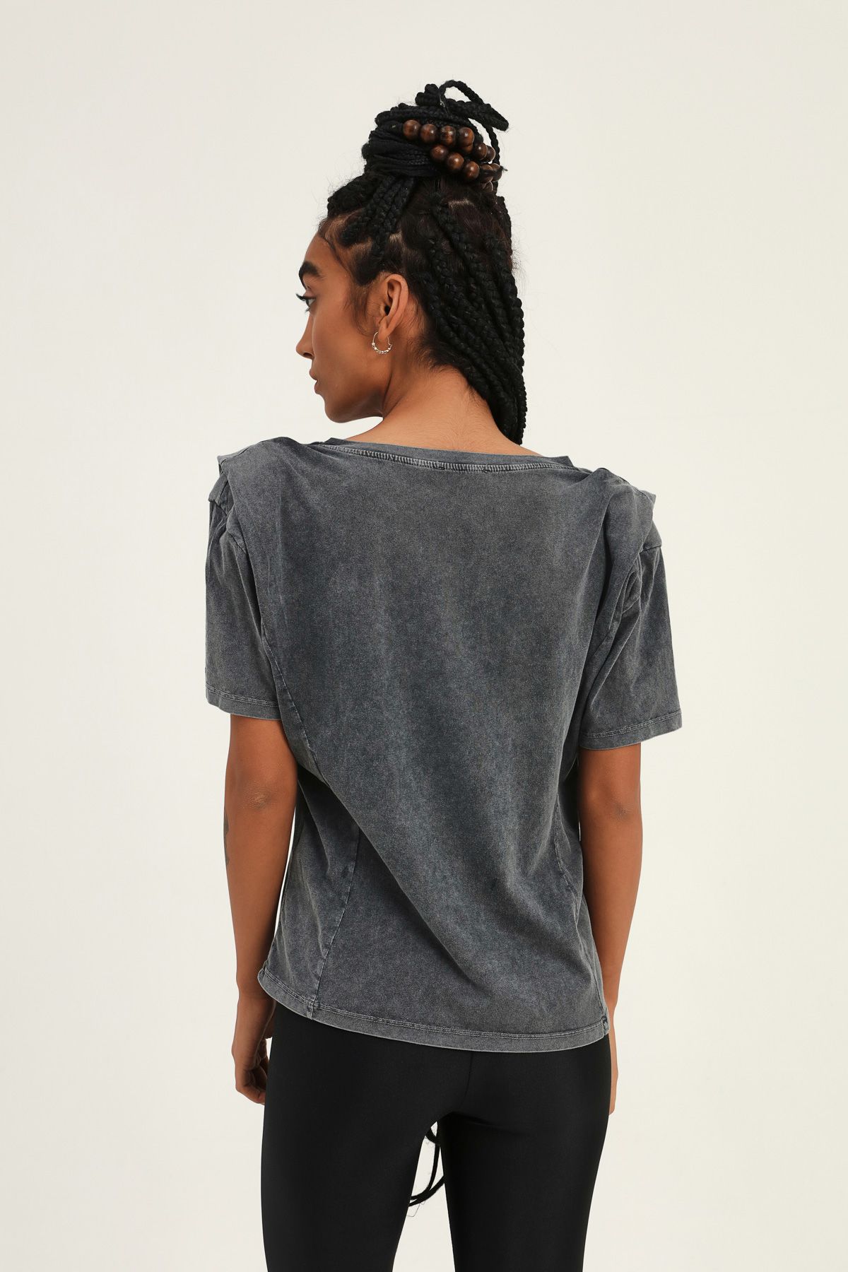 T-shirt with shoulders, Anthracite, S