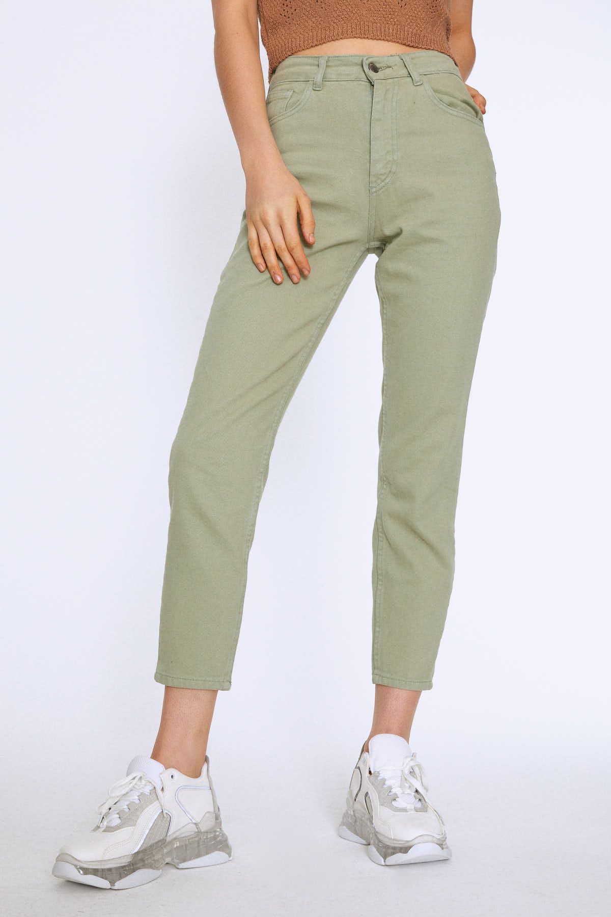 Trousers Mom Jeans, Mint, 26