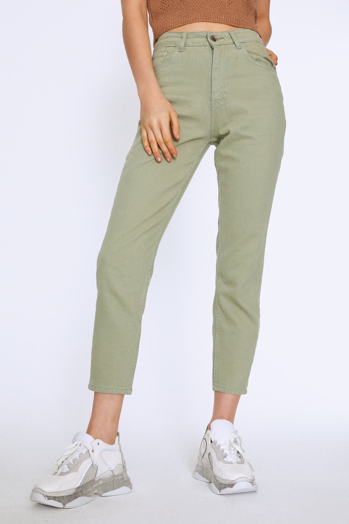 Trousers Mom Jeans, Mint, 27