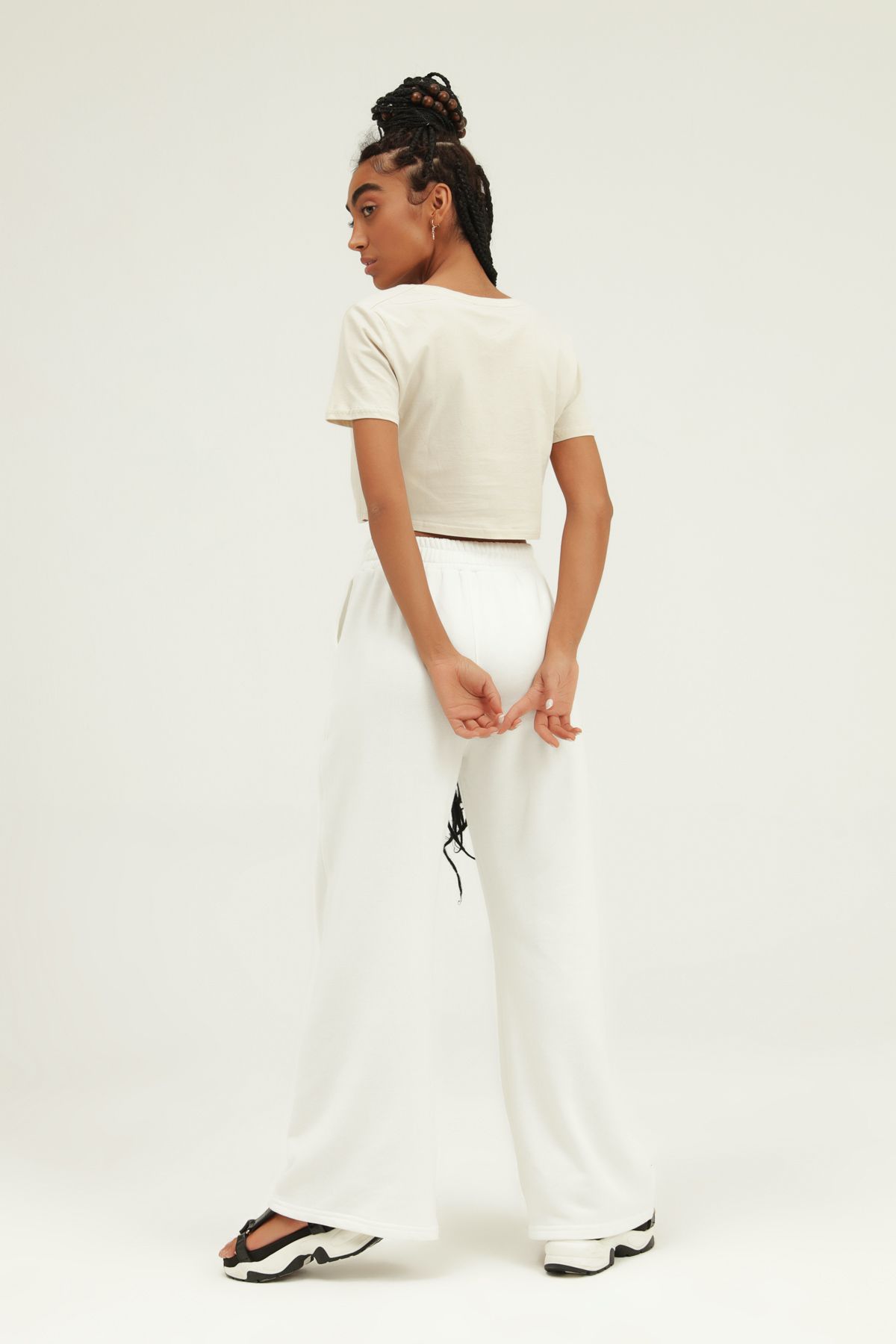 Trousers with details, White, S