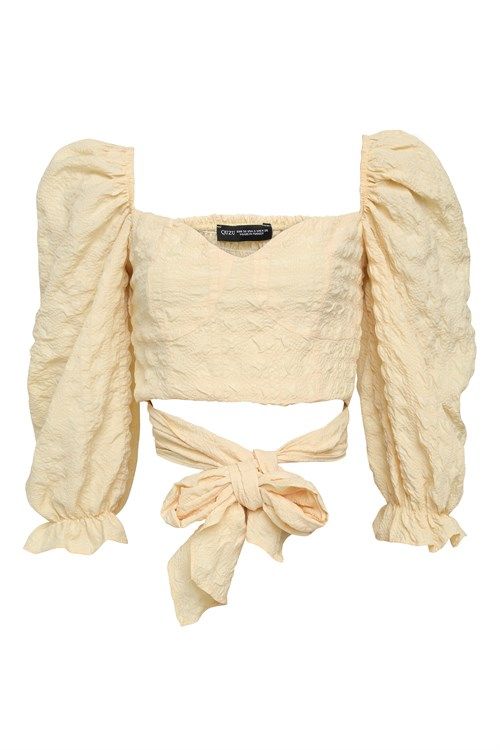 Blouse with puff sleeves, Жёлтый, S