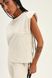 Sleeveless T-shirt with shoulders, Beige, S