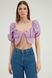 Lace-up cropped blouse, Сиреневый, S