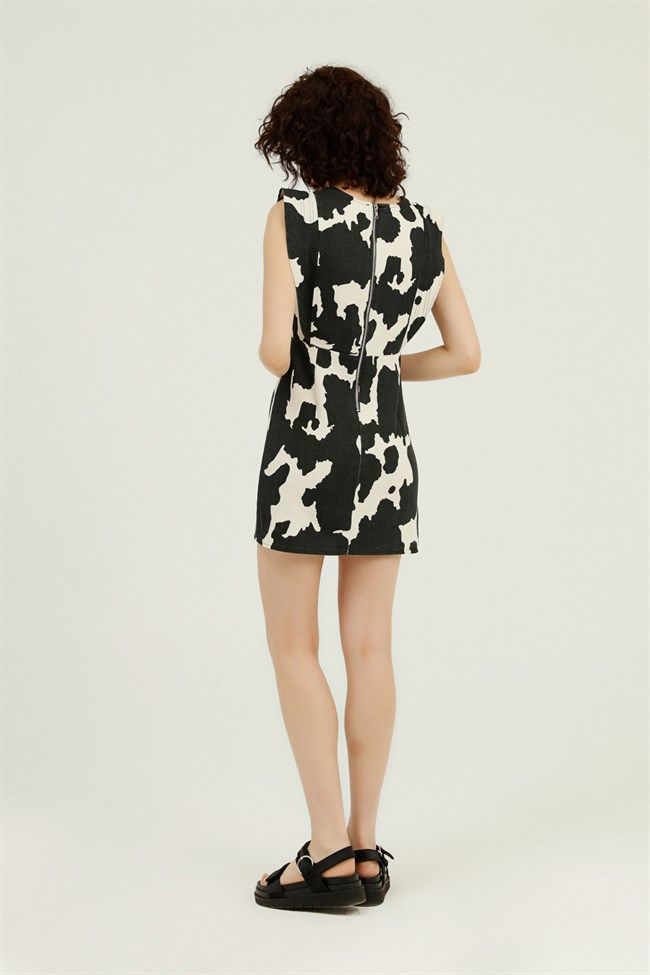 Dress with a print, Black, S