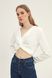 Blouse with V-neck, White, S