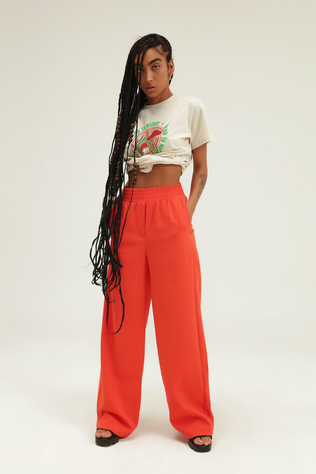 Wide pants, Orange, S