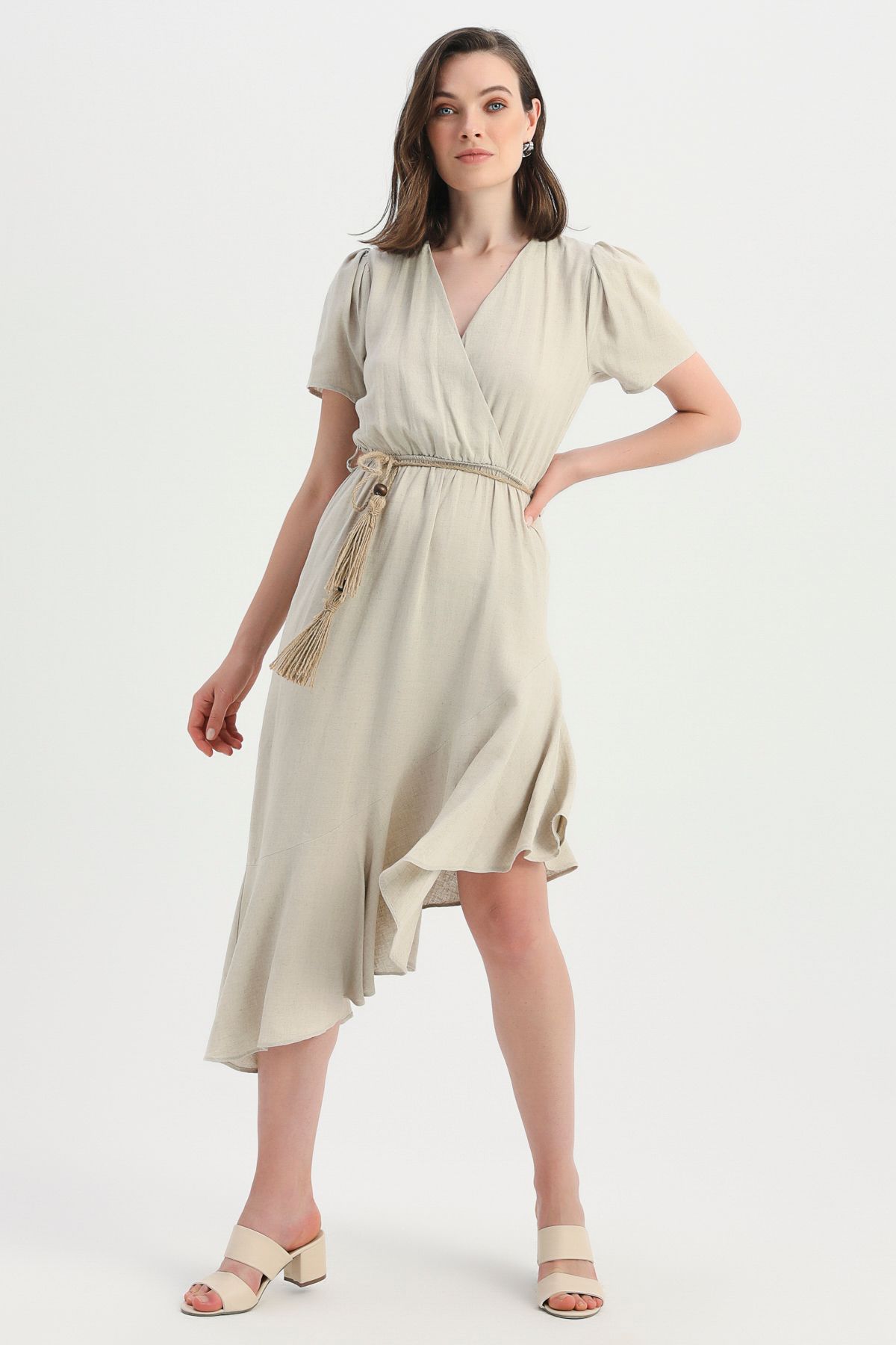 Slant dress, Beige, S