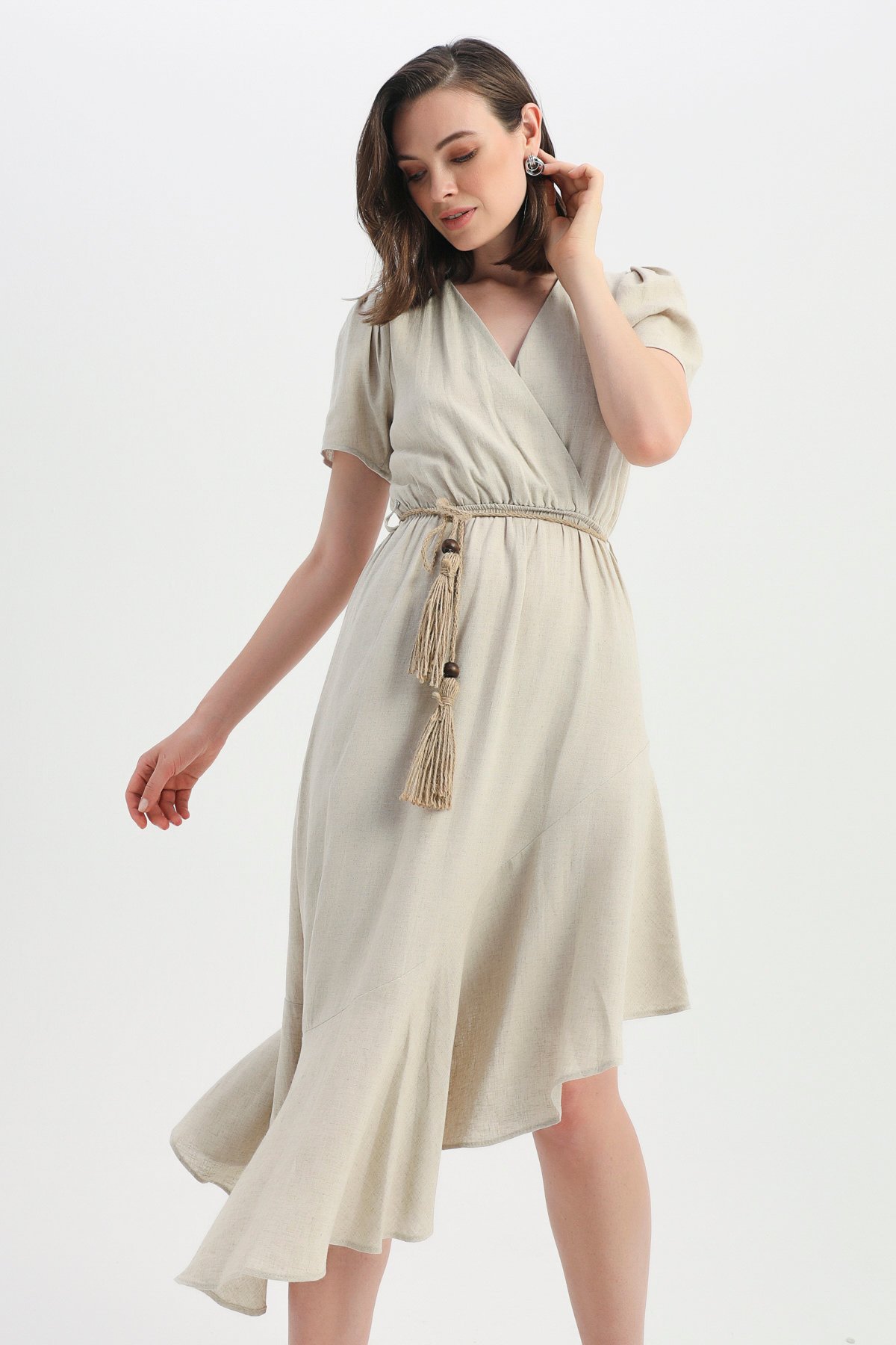 Slant dress, Beige, S