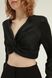 Blouse with V-neck, Black, S