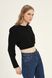 Cropped blouse with shoulders, Black, S