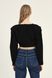 Cropped blouse with shoulders, Black, S