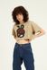 Cropped T-shirt with print and embroidery Snake, Khaki, S