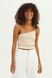 Cropped one shoulder tank top, Beige, S