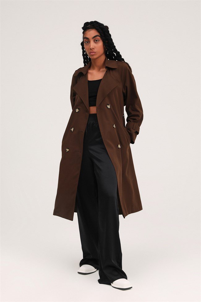 Trench Coat, Коричневый, S