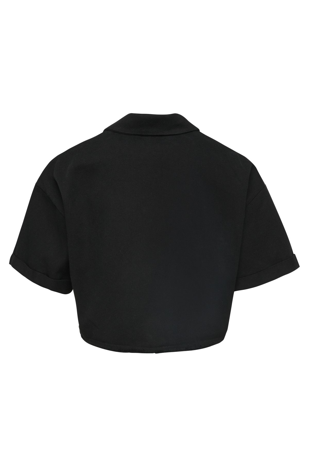 Cropped shirt with two pockets, Black, S