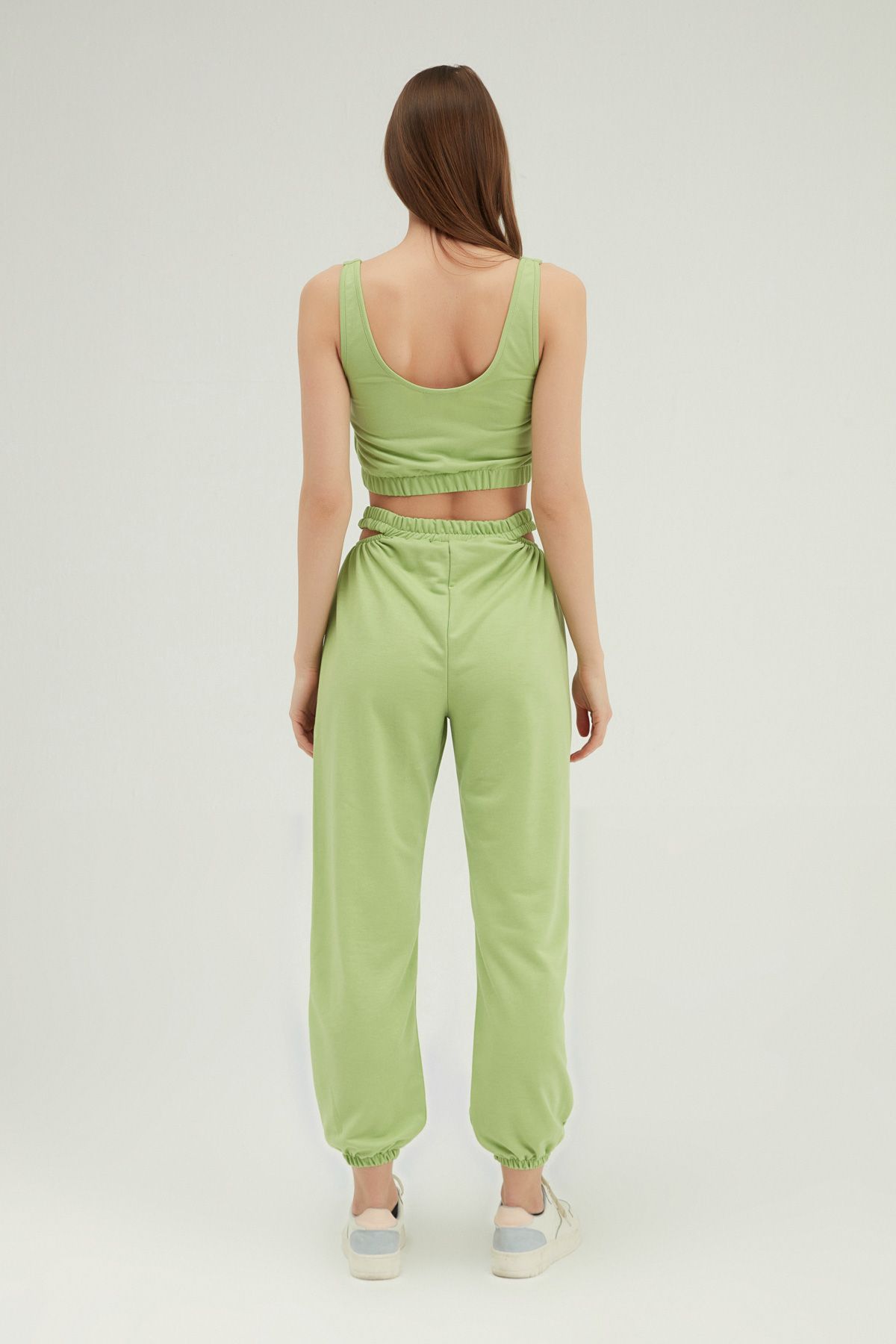 Trousers with slits at the waist, Зелёный, S