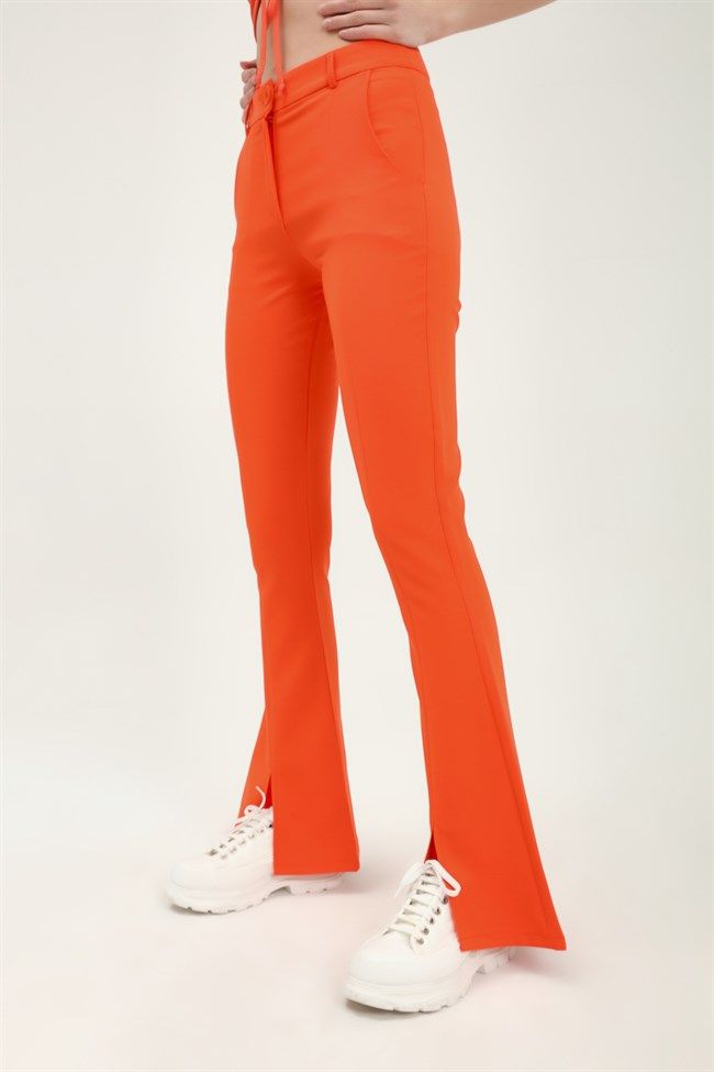 Pants with a slit, Orange, S