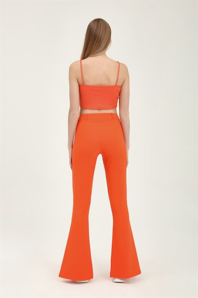 Pants with a slit, Orange, S