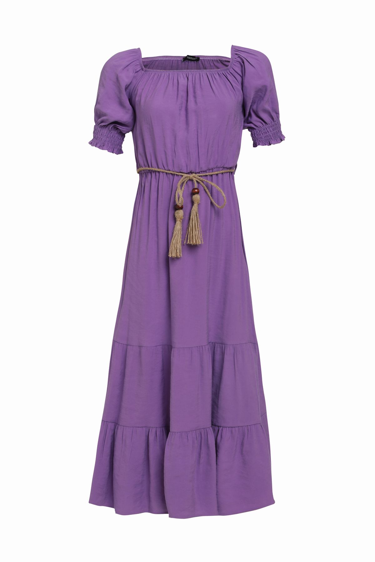 Long dress with a thin belt, Сиреневый, S