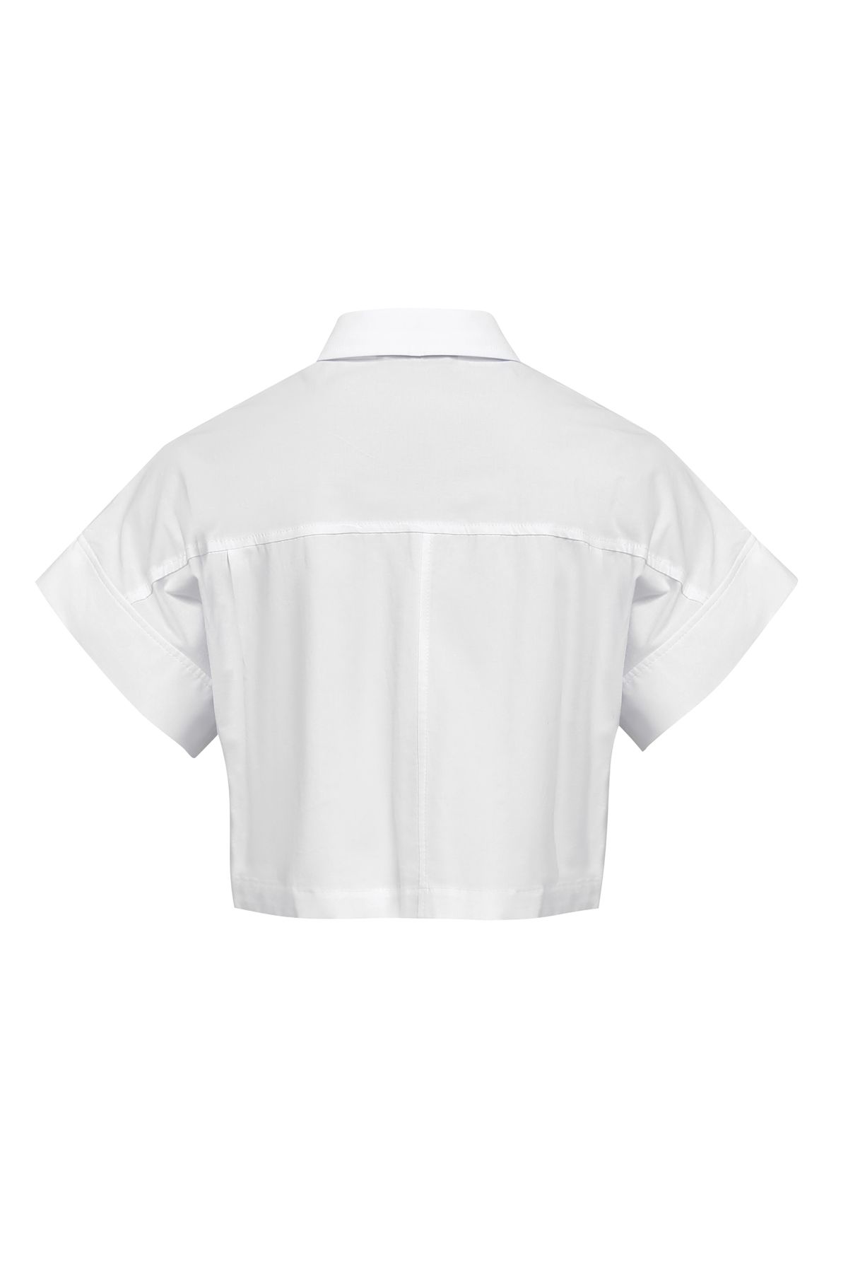 Cropped shirt with pockets, White, S