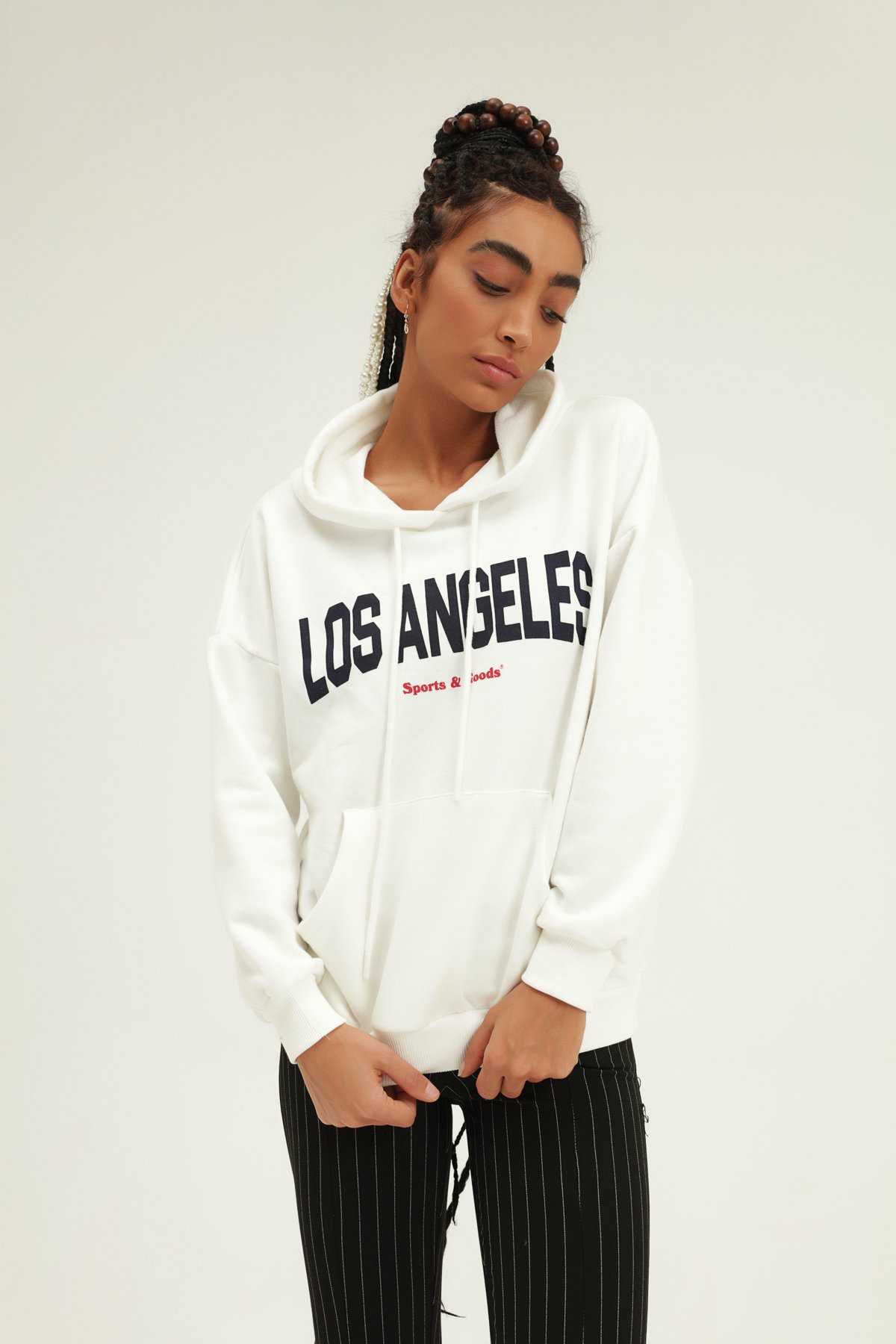 Hoodie Los Angeles, White, S