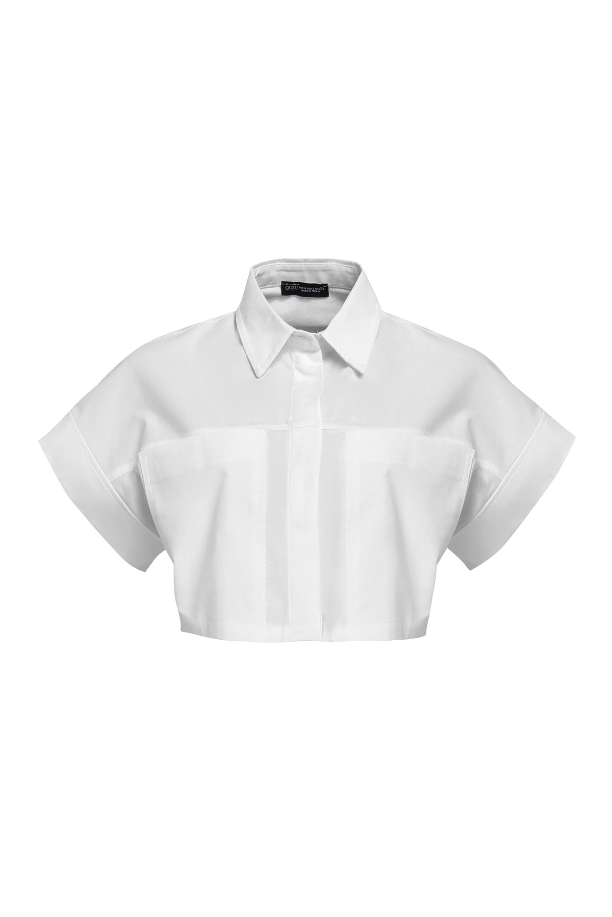 Cropped shirt with pockets, White, S