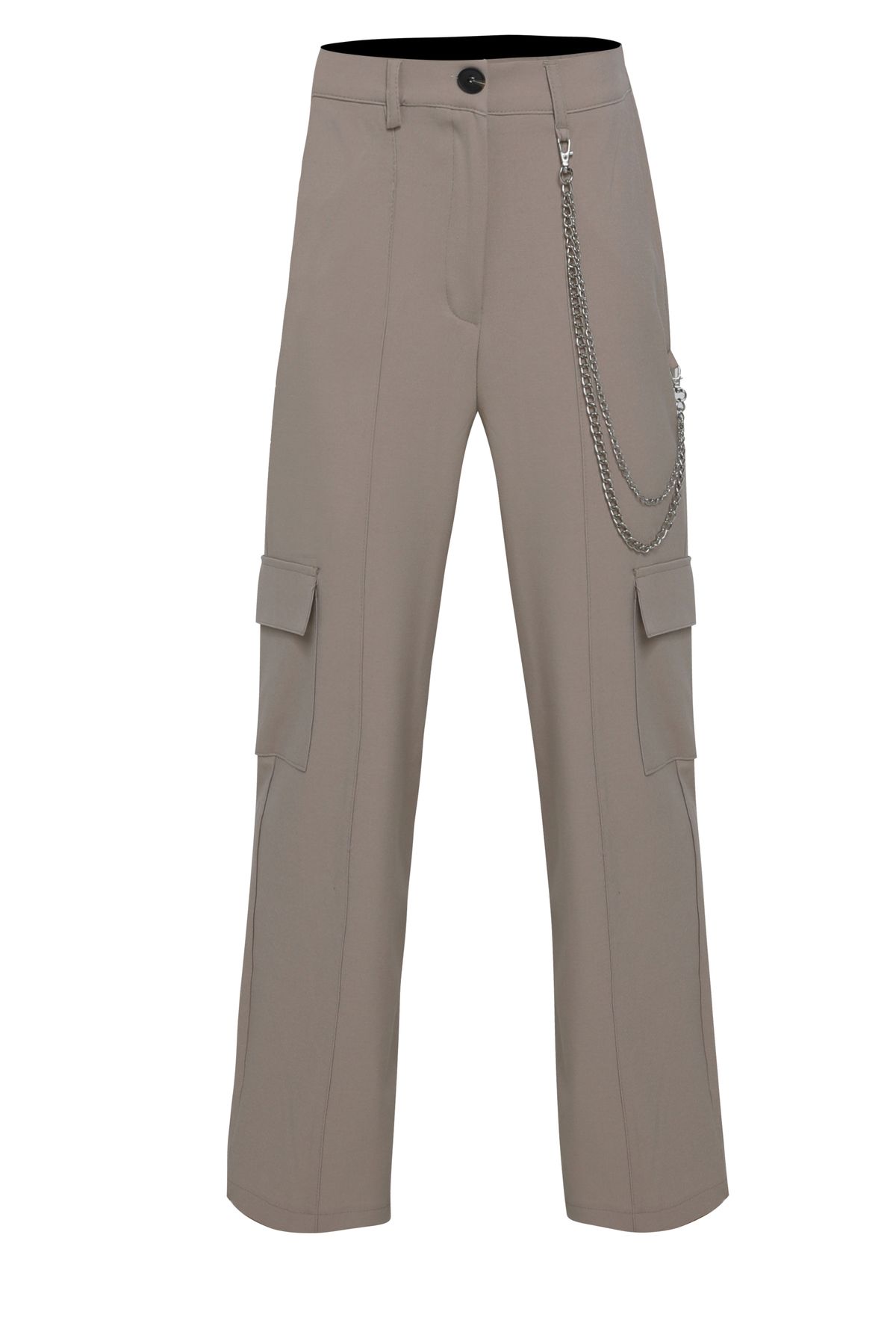 Pants with chain, Beige, S