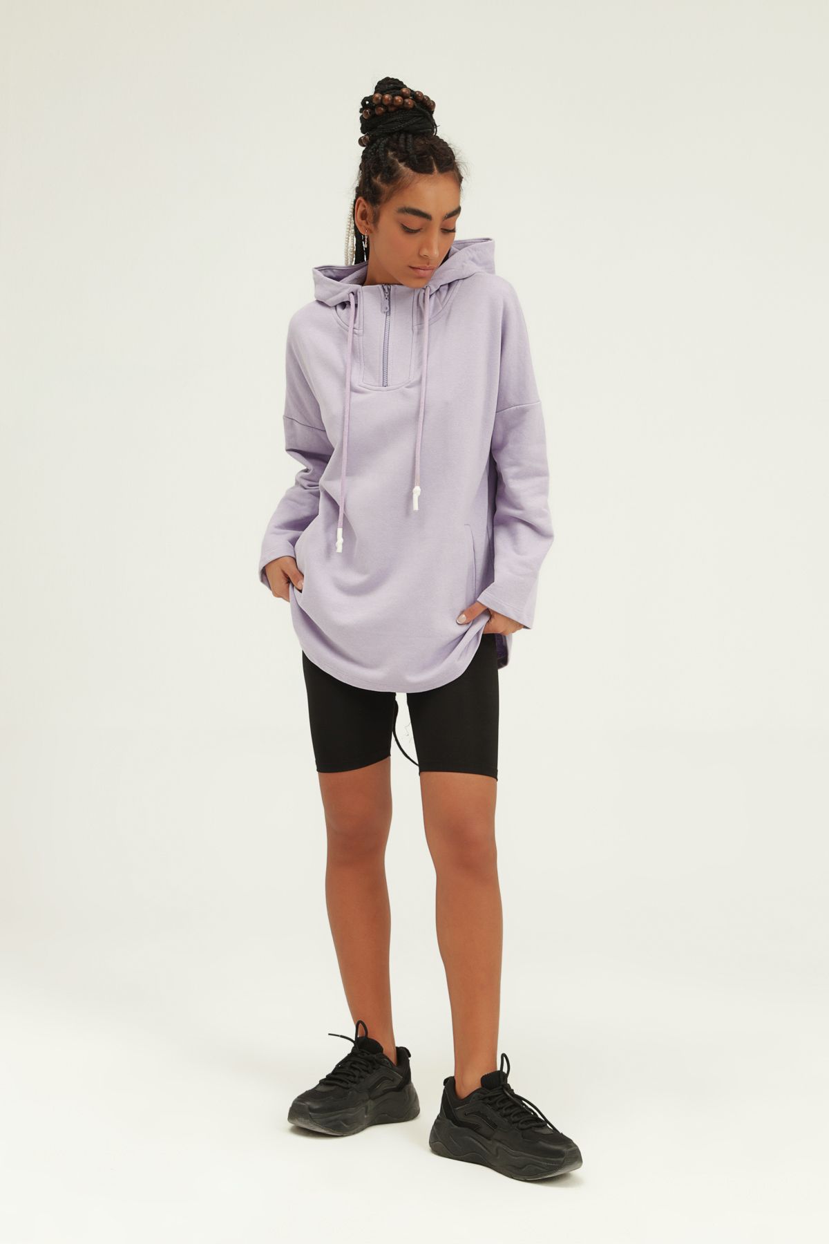 Hoodie with zip, Lilac, S