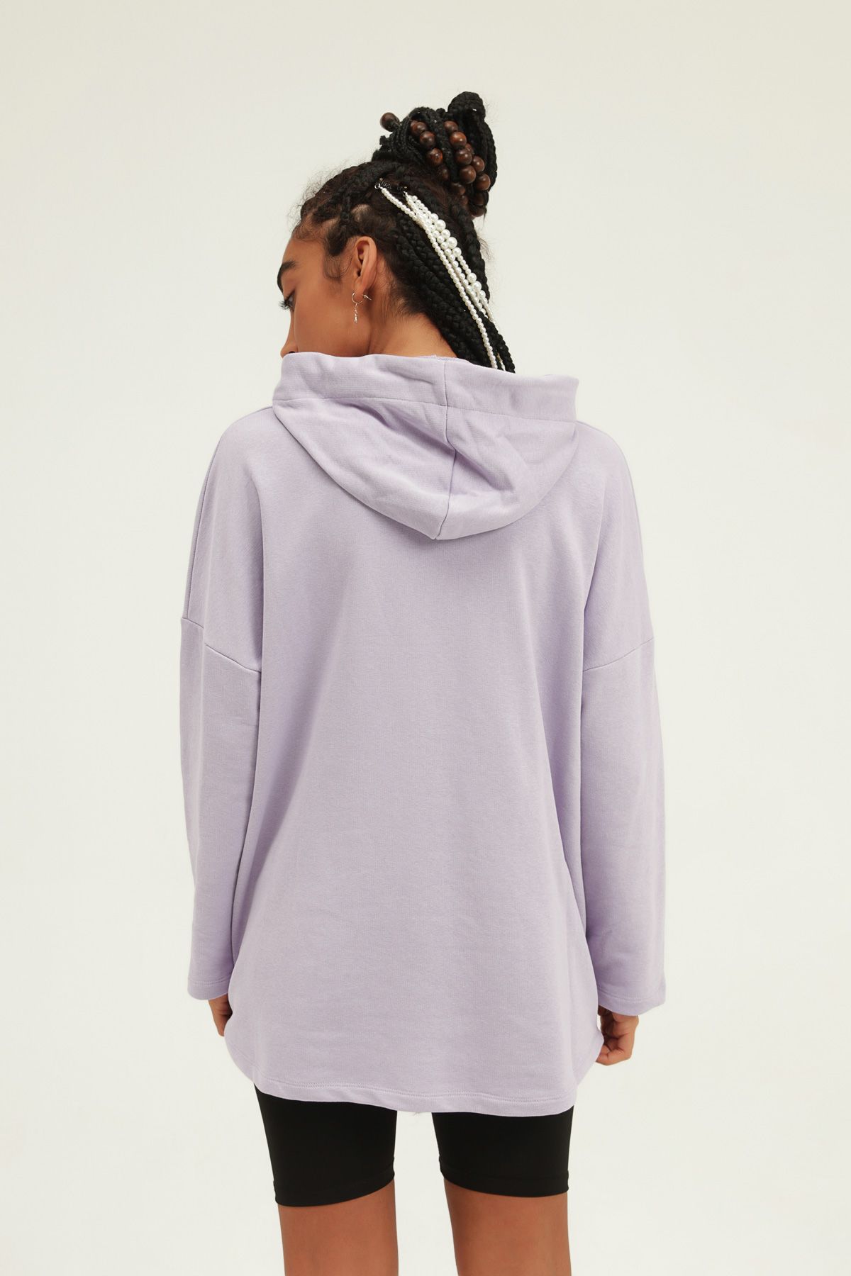 Hoodie with zip, Lilac, S